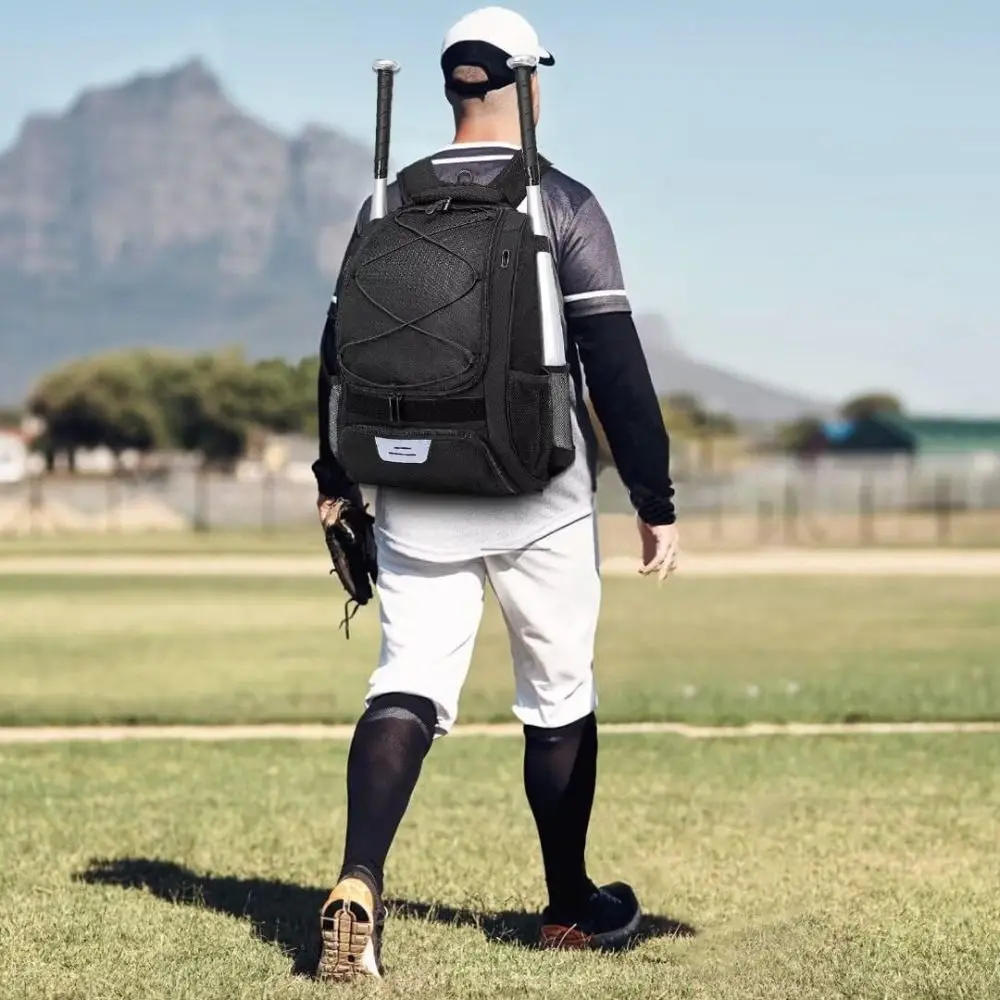 

Bat Helmet Holders Baseball Bag Large Capacity Ventilated Softball Backpack Water-Resistant Shoe Compartment