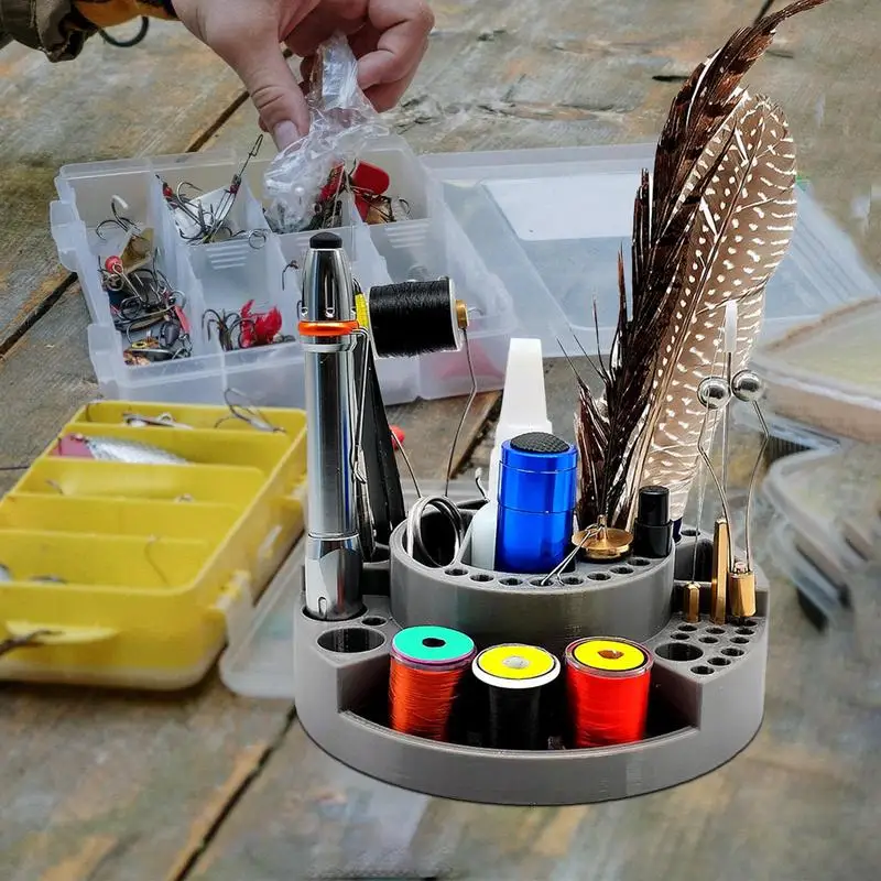Fly Tying Tool Holder Fishing Kit Organizer High Density Station Thread Hook Container Portable Tackle Box Jig Supplies For
