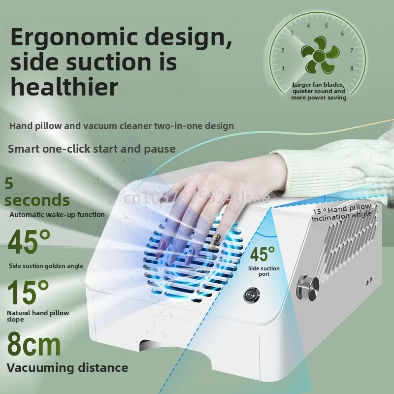 S1 Hand Pillow Nail Cleaner, High Power, Silent and Efficient H13 Filter Element, Large Suction and No Dust