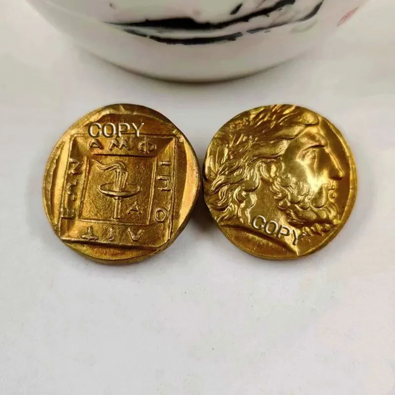 

Greece Torch Coins of Ancient Rome Zeus Gold RingThe Head of the Gods Engraving Homer Epic Gifts Box Copy Coin