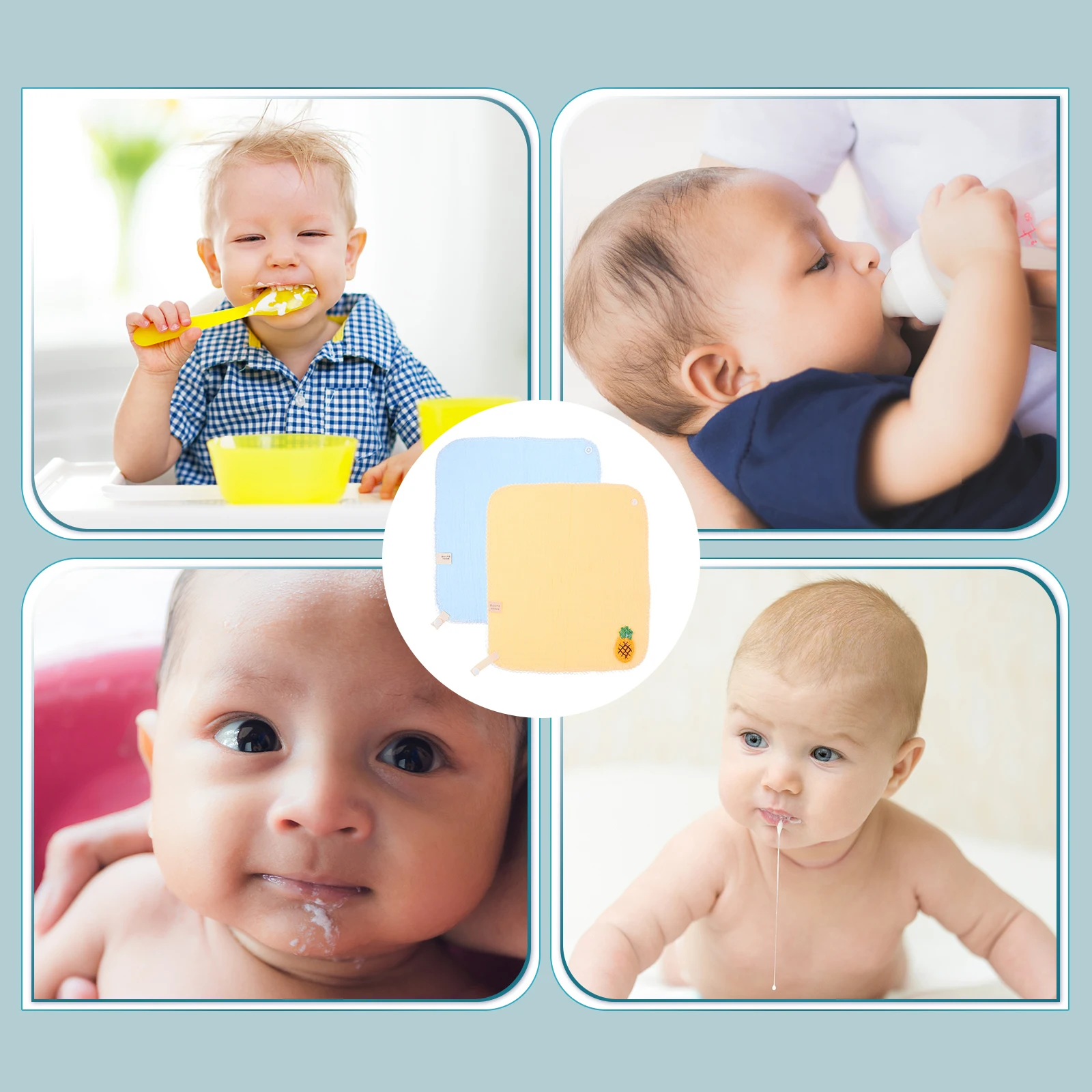 

2 Pcs Baby Bibs Cartoon Drooling Bibs Triangular Scarf Feeding Toddler Dribble Corrugated Cloth Newborn Practical Cute Pattern