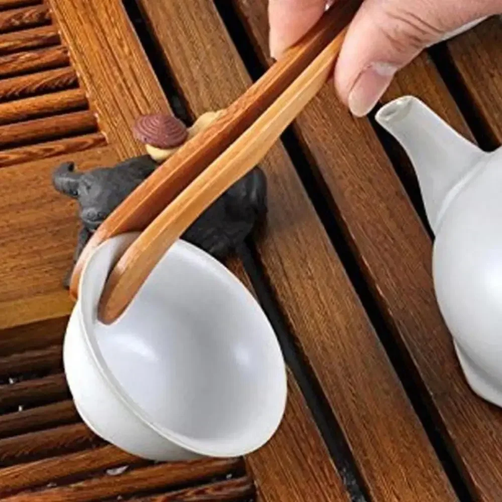 2PCS Bamboo Tea Clip Tongs Bamboo Salad Food Toast Bend Clip Straight Clips Kitchen Accessories Teaware