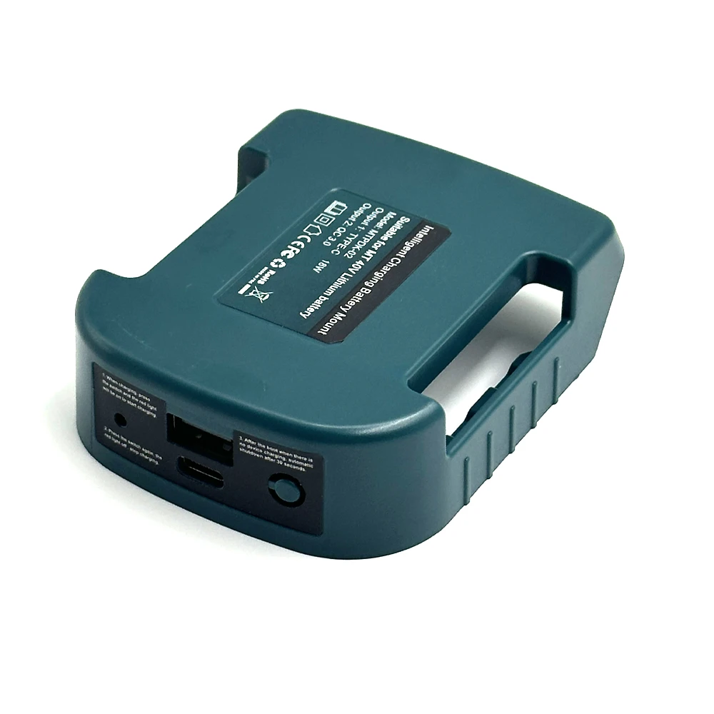 Portable Charger Adapter Compatible for Makita /Ryobi/Greenworks 40V Li-ion with USB Type-C Battery Holder Fast Charging