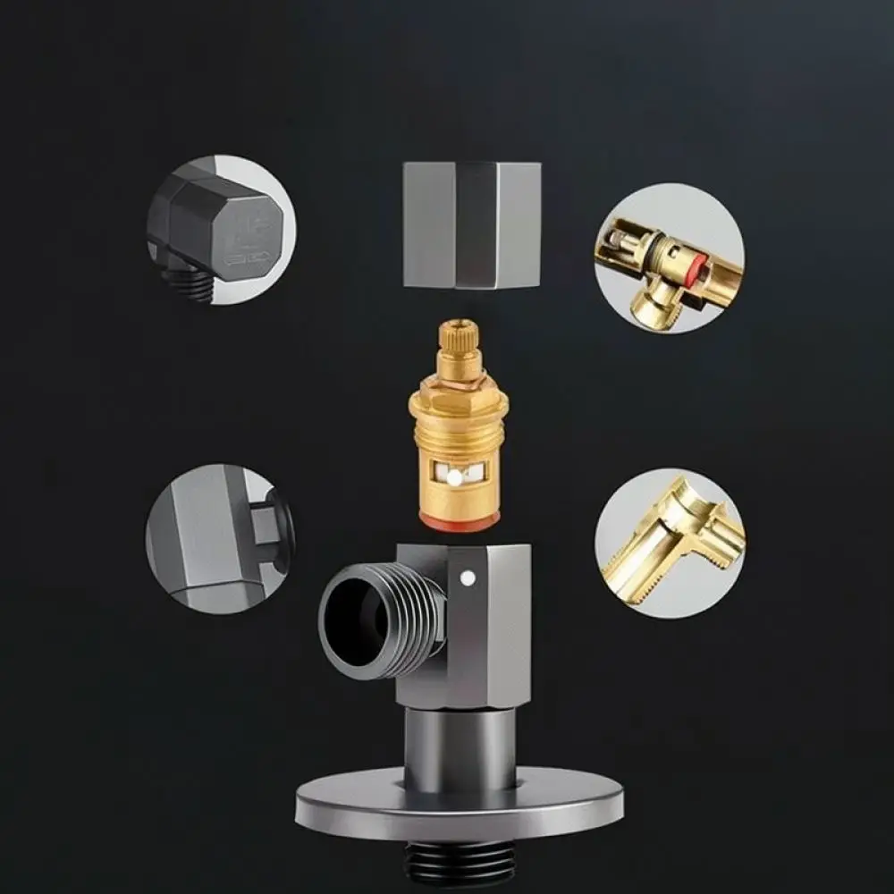 Universal Solid Brass Corner Stop Valve Gunmetal Gray Finish Threaded Valve For Toilet Basin Water Heater Parts