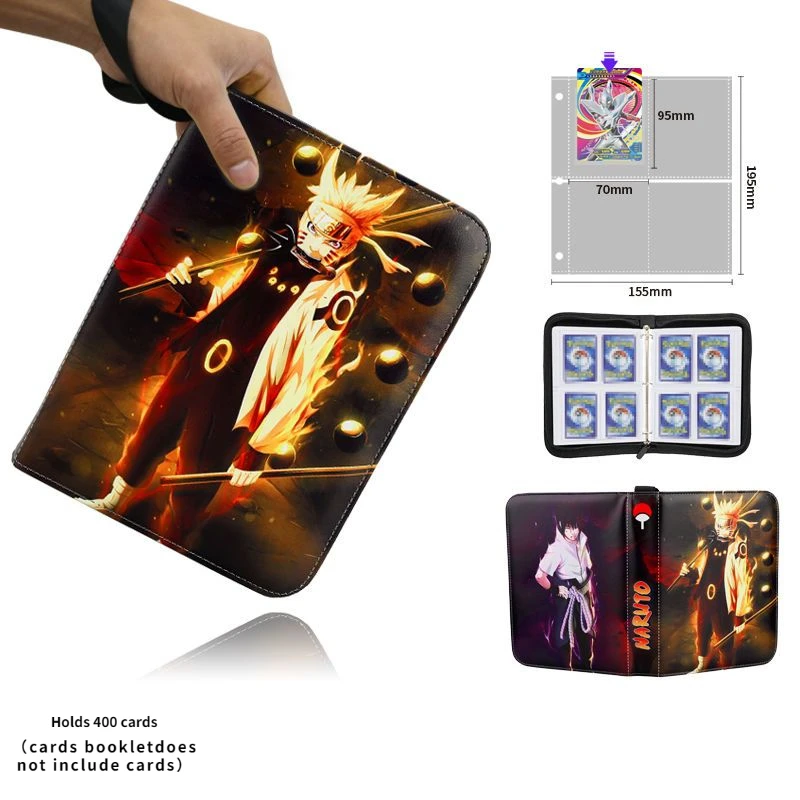 400-900pcs Card Anime Naruto Uchiha Sasuke Uchiha Itachi Collection Card Pu Zipper Game Cards Binder Holder Kids Toys Gifts