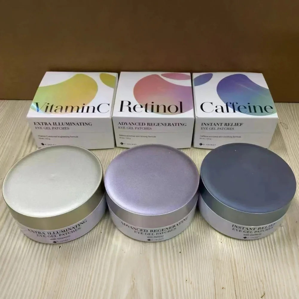 Parches de Gel Antiarrugas para Ojos con Retinol y Cafeína, Mejoran las Ojeras, Disminuyen la Hinchazón, Atenue las Líneas Finas, Vitamina C, Iluminan la Piel