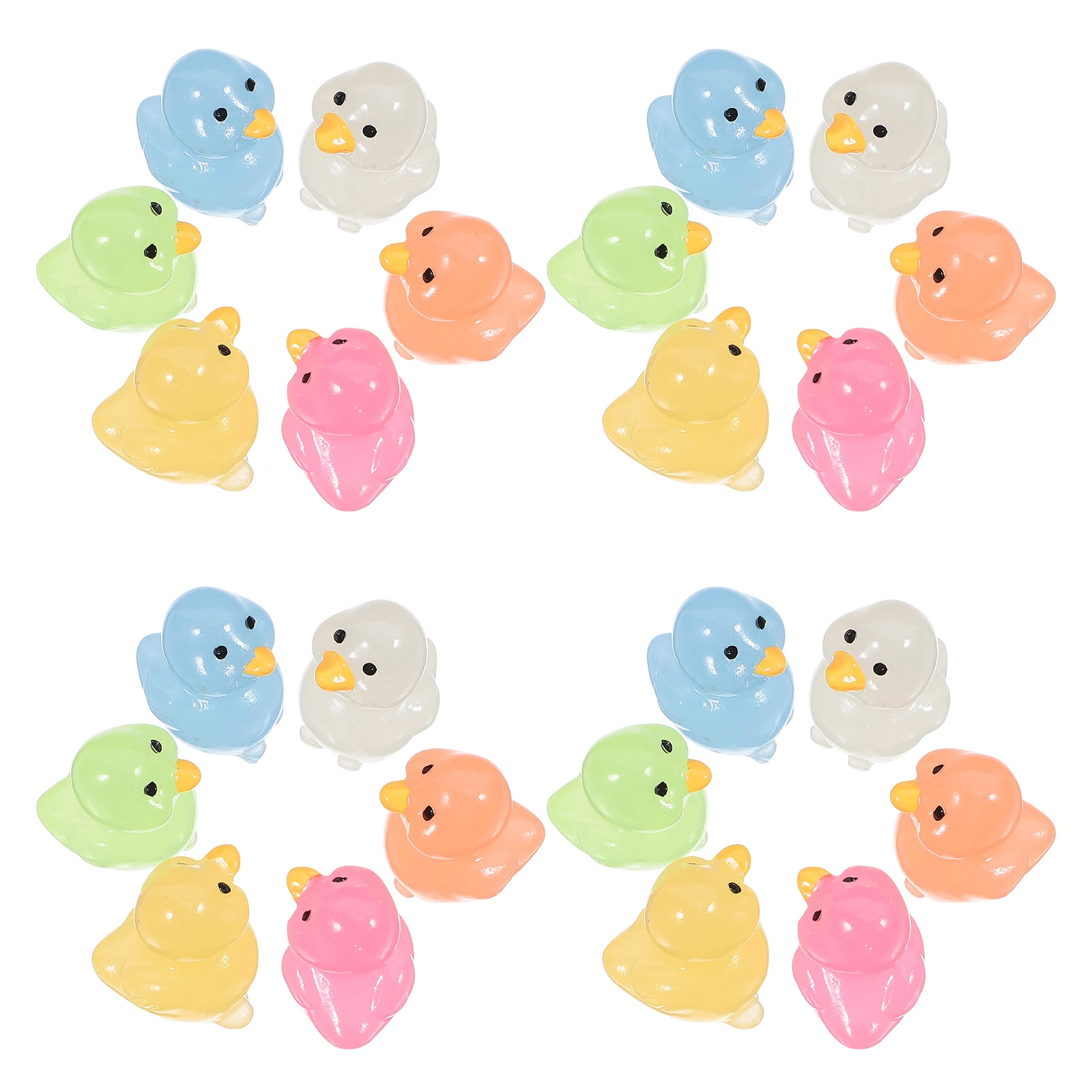 

36pcs Mini Resin Duck Figurine Glow in Dark Garden Statue Micro Landscape Decor Night Light Duck Miniature Garden Accessories