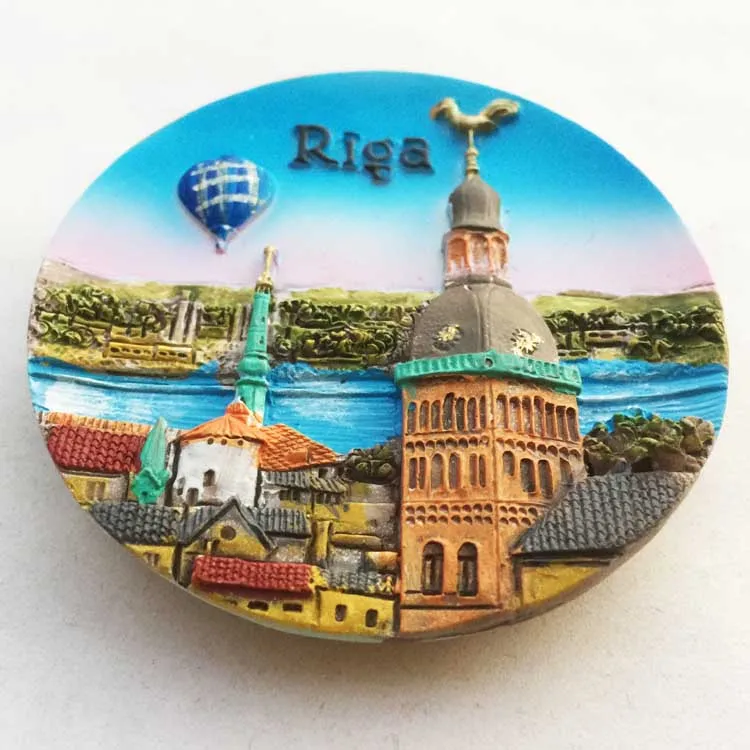 Huge Senery Fridge Magnet World Famous Tourism Sites Plate 3D Handcrafts Rome Rica Tbilisi Cyprus Baku Painting in Embossment