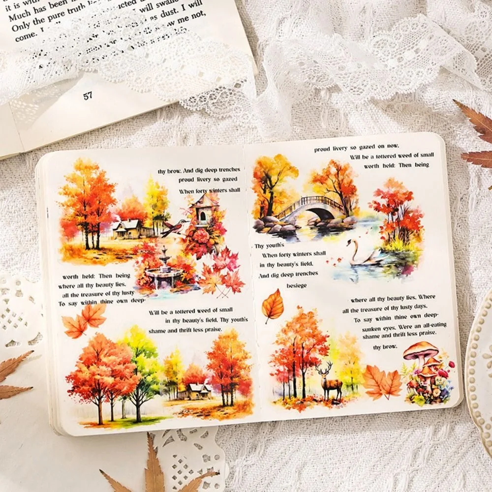 

20 Sheets Scrapbooking Stickers Landscape Elegant DIY Collage Stickers Self-adhesive Scenery Journal Card Making Stickers Girls
