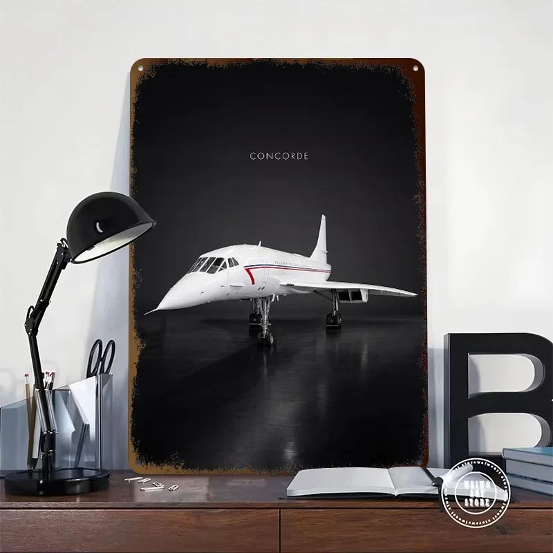 Concorde Supersonic Jet Poster Retro 3D Printed Metal Signs Customized Wall Hanging Gift for Office Decoration Gaming Decor Room