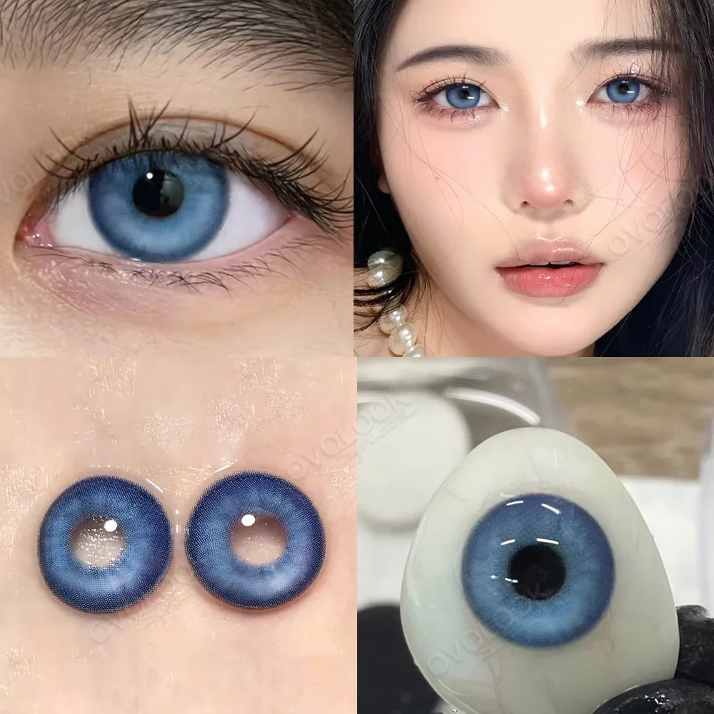 OVOLOOK-1 Pair/2pcs New Blue Series Contact Lenses for Eyes Natural Pupil Eye Color Lens Myopia Beauty Colored Eye Contacts