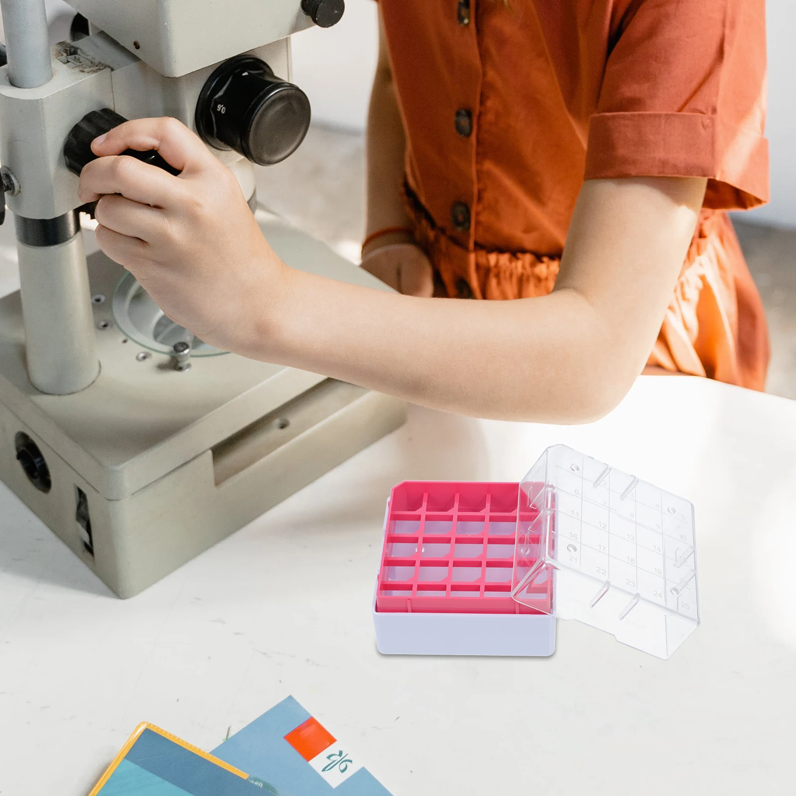 

25 Compartments Cryogenic Freezer Box for Lab Vial Storage Cryovial Rack Tube Holder Laboratory Test Tubes Display Container