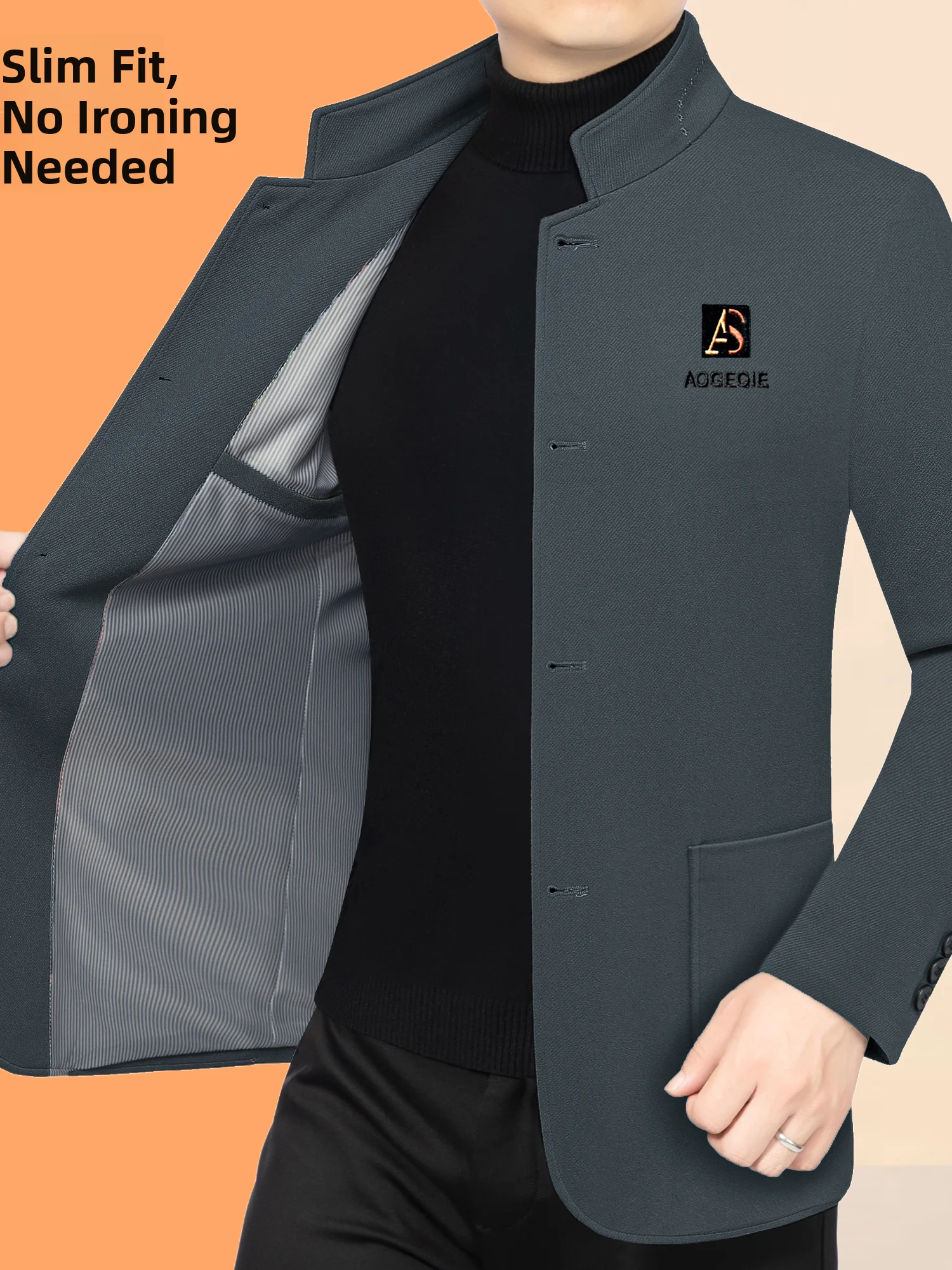 

Middle-Aged Men's Casual Woolen Jacket Spring Autumn New Style Dad Clothes Standard Fit Business Warm Thick Winter Coat