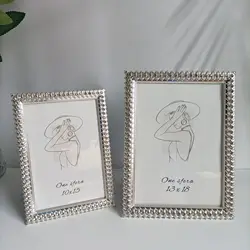 Modern Light Luxury Diamond Silver Metal Photo Frame Home Tabletop Decoration