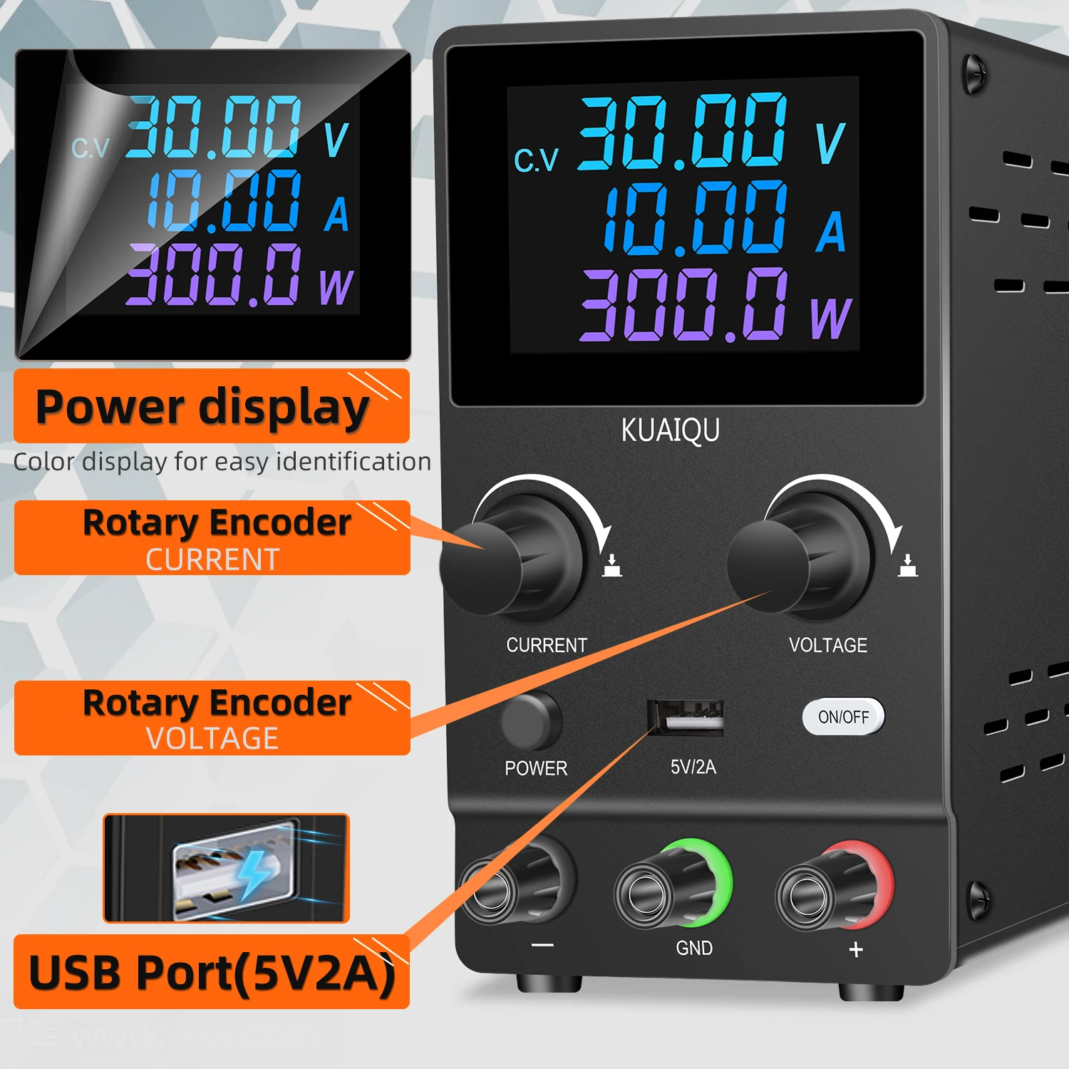 Adjustable DC Lab Power Supply 30V 10A /60V 5A/120V 3A Digital Bench Power Source For Titanium Anodized Repair Voltage Regulator