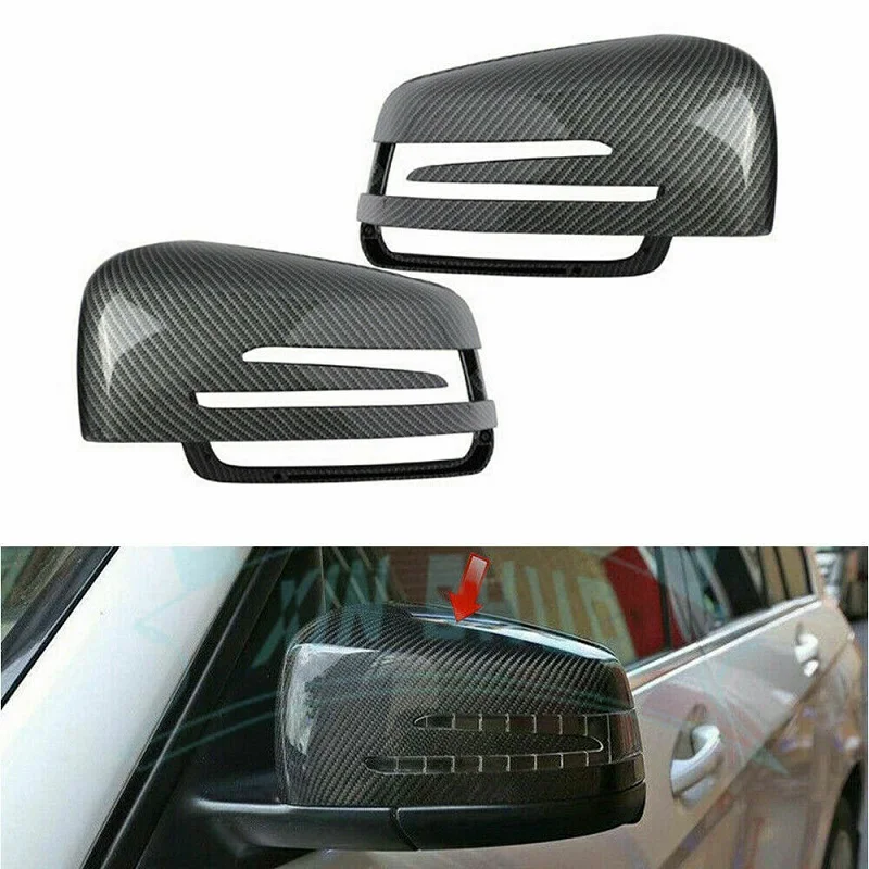 

1Pair Left Right Side Door Wing Rearview Mirror Cover Caps For Mercedes A B C E S Class C207 W204 W212 Carbon Fiber/Glossy Black