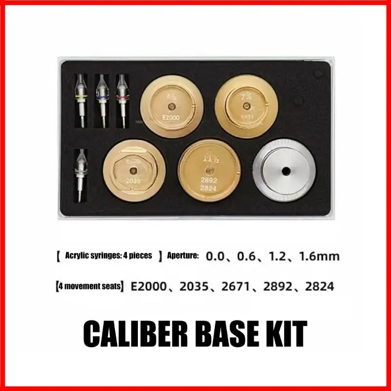 3XUA Watch Hand Install Tool Set, 9 Piece Repair with Clear Acrylic Press Heads, Holder Cups, Metal Base and Carry Case for