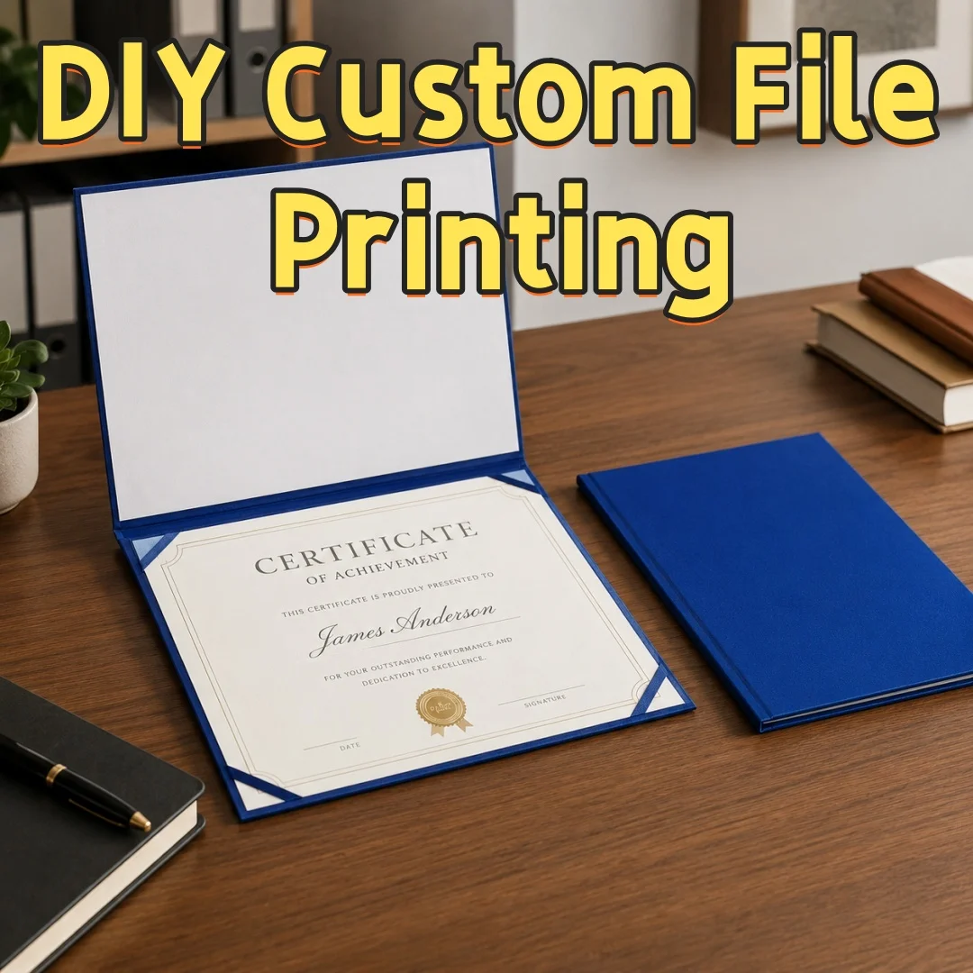Certificados personalizados para titulares de certificados, fundas para diplomas, carpetas A4, fundas para premios, carpetas para contratos, carpetas para nombramientos.