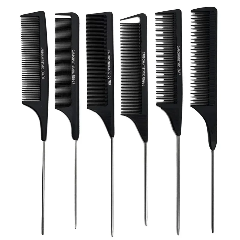 2PCS Professional Hair Tail Comb Salon Cut Comb Styling Stainless Steel Spiked Salon Hair Care Styling Tool