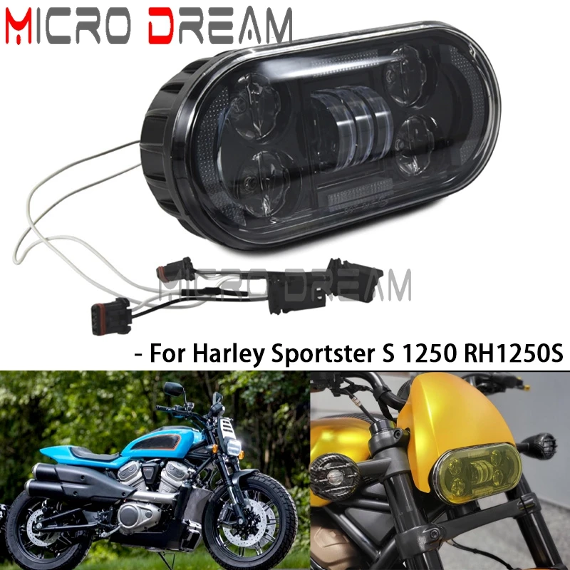 

12V Motorcycle LED Headlight Front Driving Light With White DRL Amber Signals For Harley Sportster S 1250 2021 2022 S1250 21-23