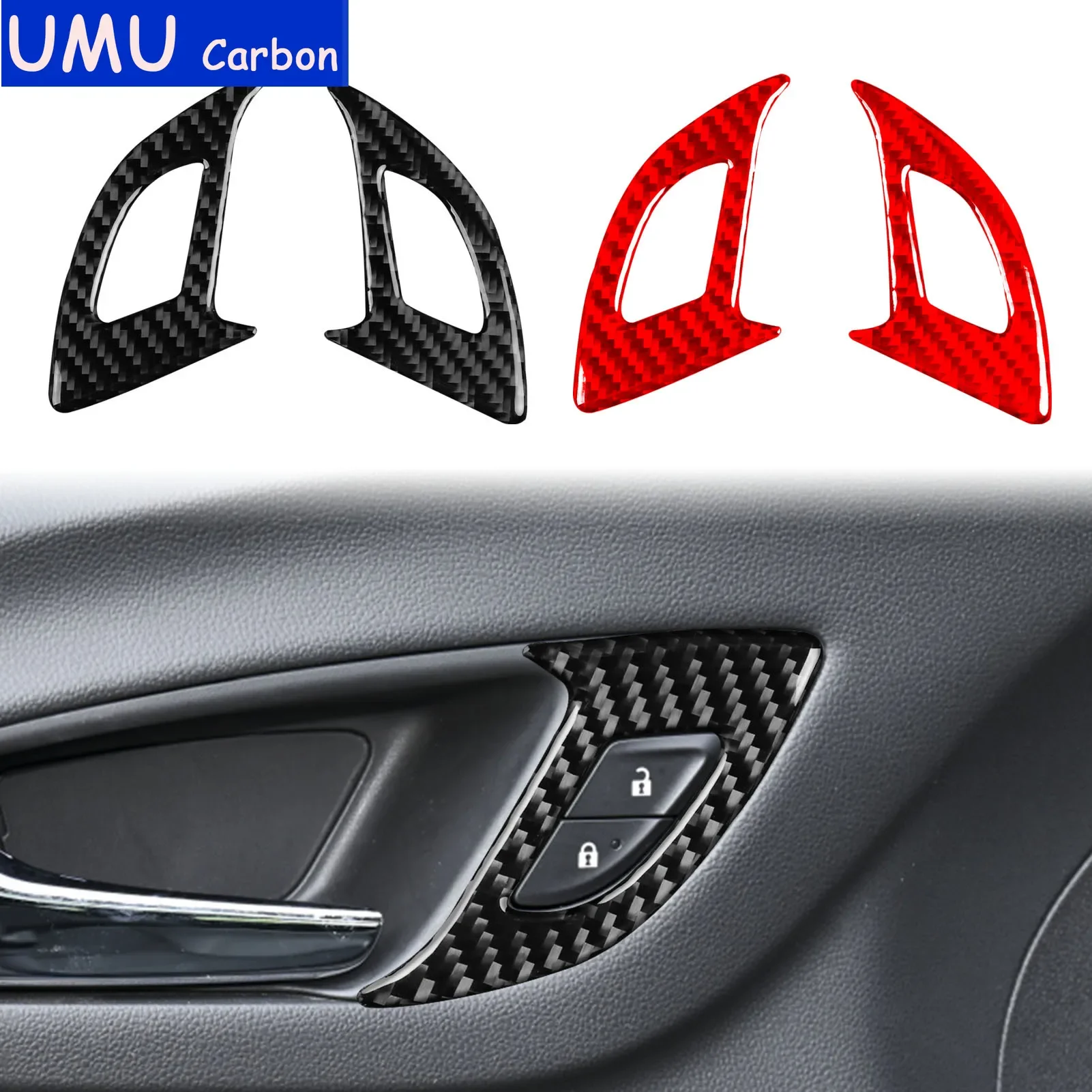 

For Chevrolet Trailblazer 2018—2022 Real Carbon Fiber Car Door Lock Button Panel Cover Trim Sticker Decorative Accessories