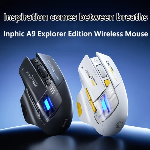 Imagen 2 del producto Ratón inalámbrico para juegos Inphic A9 Explorer, pantalla de nivel de batería de 500mA, ergonómico, Bluetooth, para oficina, PC y portátil