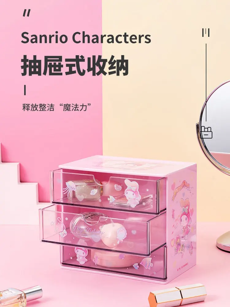 

Miniso Cinnamoroll 3 Drawer Acrylic Desktop Storage Organizer Compartmentalized Vanity Box For Jewelry Cosmetics Stationery