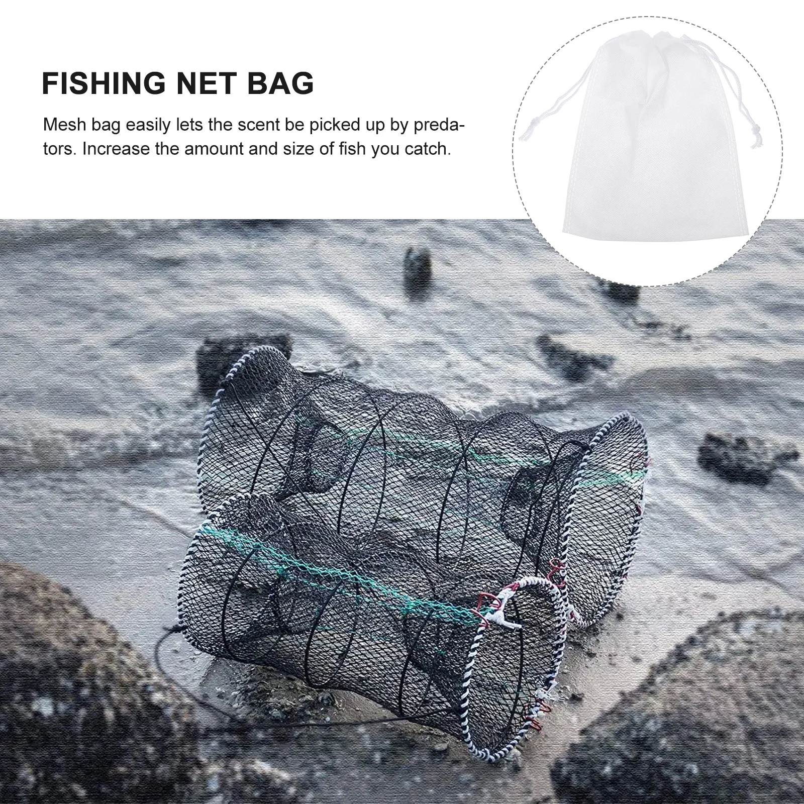 

10pcs Bait Bait Net Bag Fishing Net Mesh Drawstring Storage Non-woven Fabric Crab Shrimp Attractors