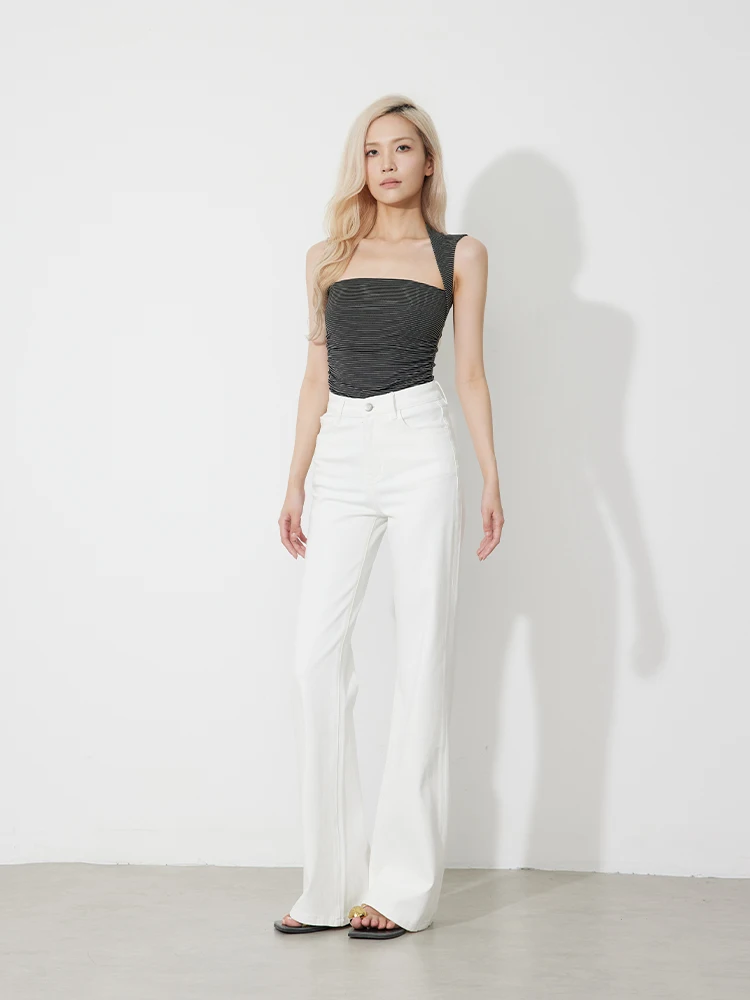 

Новые женские джинсы RUGOSAM с высокой талией и широкими штанинами, тонкие, весенне-летние, длинные брюки в пол, джинсы-скинни RB0677