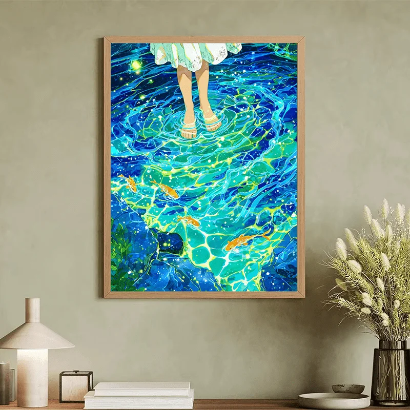 

500/1000/1200/2000PCS Puzzles for Adults Koi and Human in The Pond Female Jigsaw Bedroom Living Room Modern Home Decoration Gift