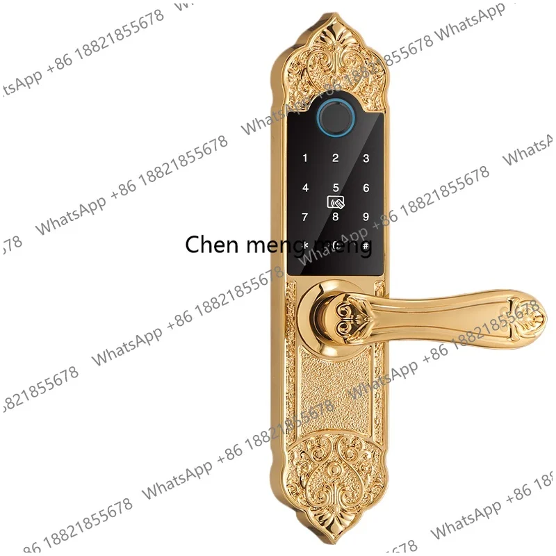 European wooden door brass fingerprint lock, indoor door combination lock, electronic smart door lock