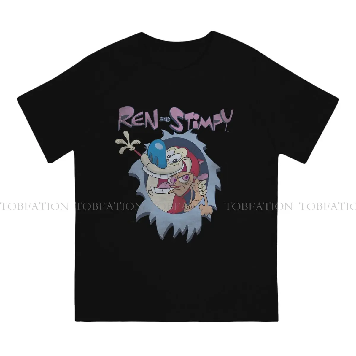 The Ren & Stimpy Show Anime Best Frenemies Title Poster Tshirt Homme Men's Clothes Blusas Cotton T Shirt For Men