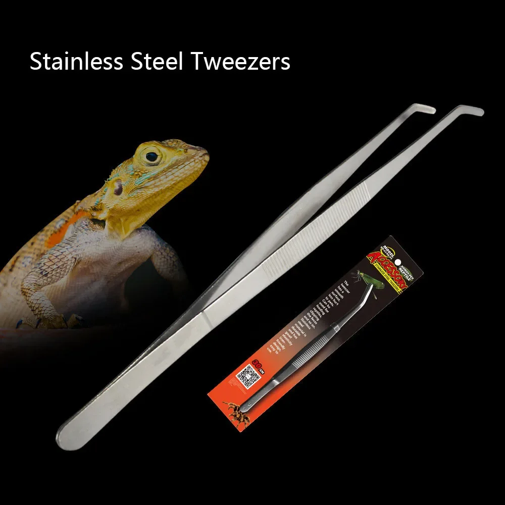 

30 см длинный пинцет из нержавеющей стали для рептилий, изогнутый пинцет, рептилия, змеи, ящерицы, инструменты для кормления пауков, аксессуары для террариос