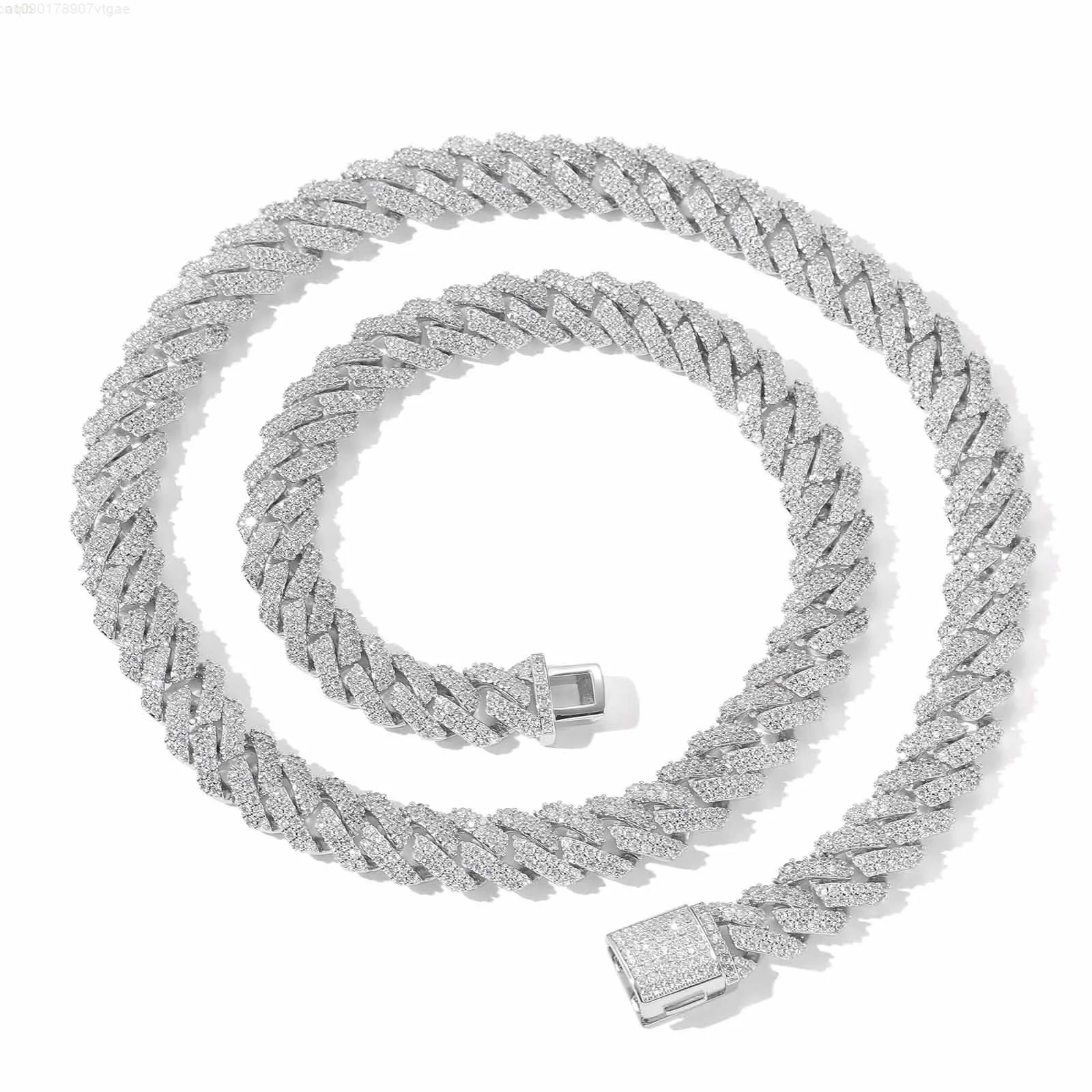 

Cuban Chain 925 Iced Out Vvs Lab Diamond Silver Hip Hop Custom Link Chain Cuban Baguette Moissanite Necklace