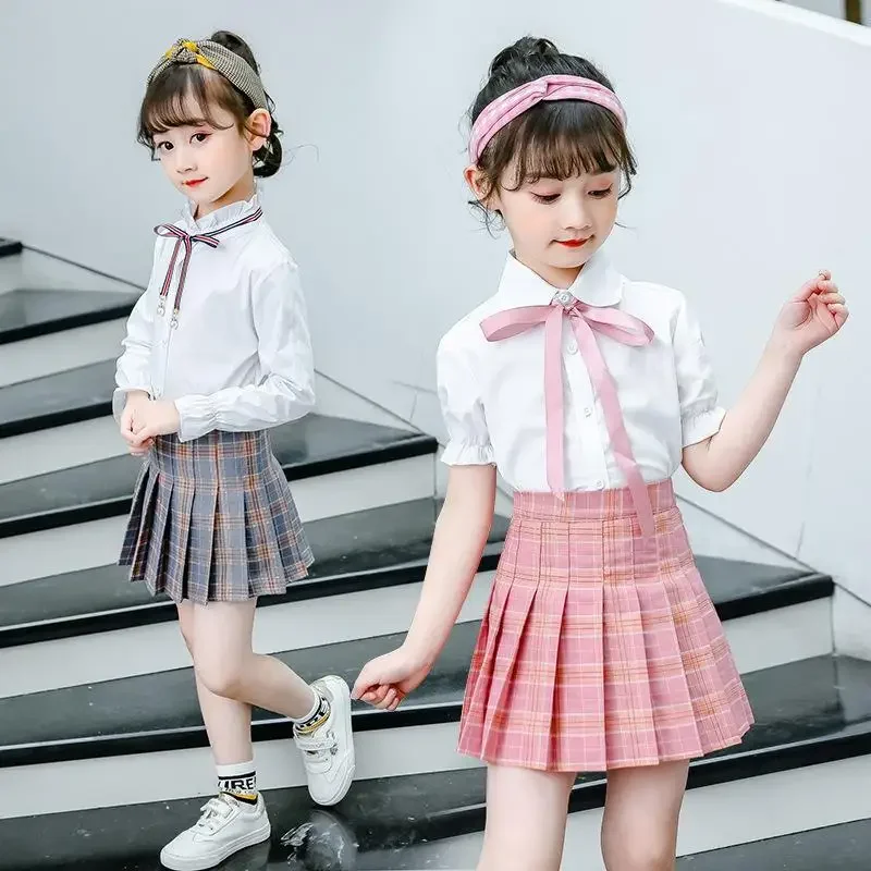 Vintage Pleated Plaid Skirts Girls Skirts Autumn School Teens Spring Kids Skirt Elbise Children Kleid Clothing Sukienka Kids