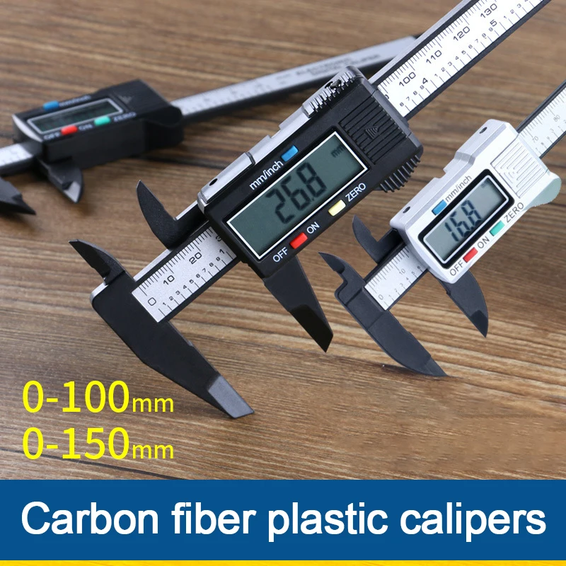 0-150-100mm Digital Caliper Carbon Fiber Vernier Caliper Gauge Micrometer LCD Display Calibrator Ruler Carpentry Measuring Tools