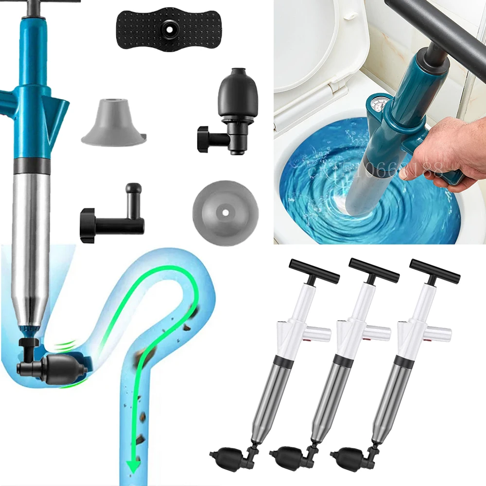 High Pressure Pipe Plunger Toilet opener Toilet Plungers Pump Air Blaster Hose Unblocker Opener Drain Sinks Cleaning Gun Bathtub