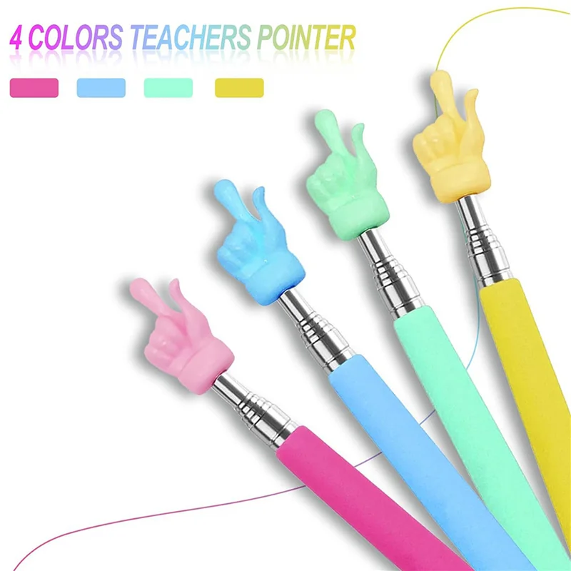 

ABBY-8PCS Retractable Teacher Pointer For Classroom Kids Reading, Mini Extendable Hand Pointer Finger Pointer Stick