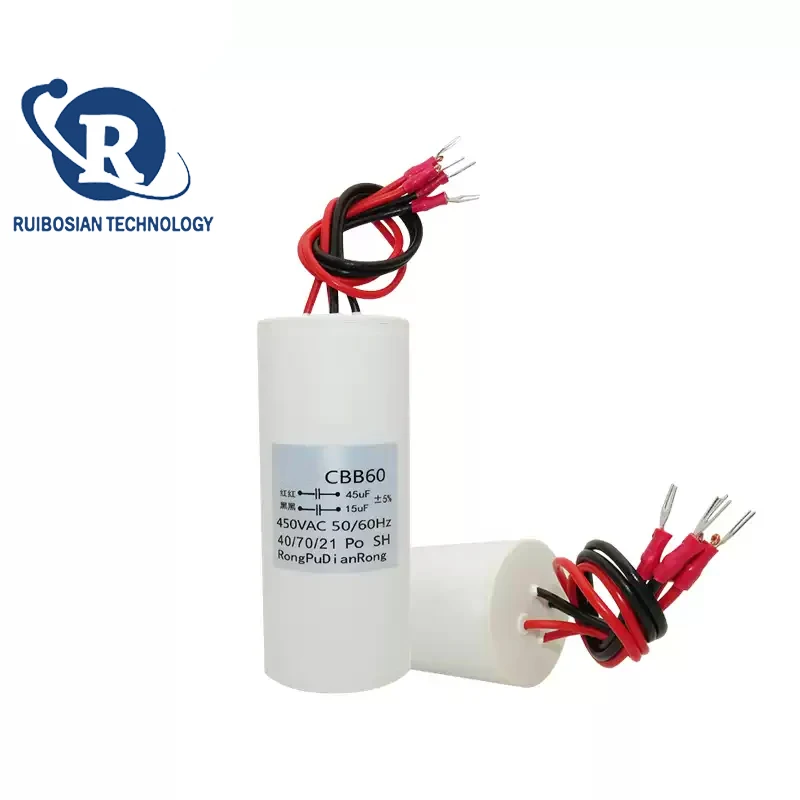 CBB60 15UF+45UF 3wire/4wire Double Capacitor 450V Electric Hoist Lifting Pole Motor Crane Starting Capacitor