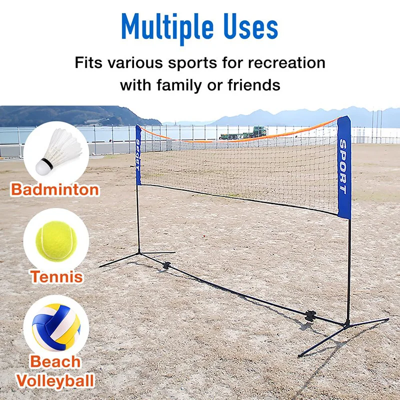 1 قطعة شبكة تنس وكرة الريشة المحمولة بعرض 3.1 متر مثالية للحدائق والملاعب والشواطئ والساحات الخلفية للاستخدام الداخلي/الخارجي غير متضمنة #4