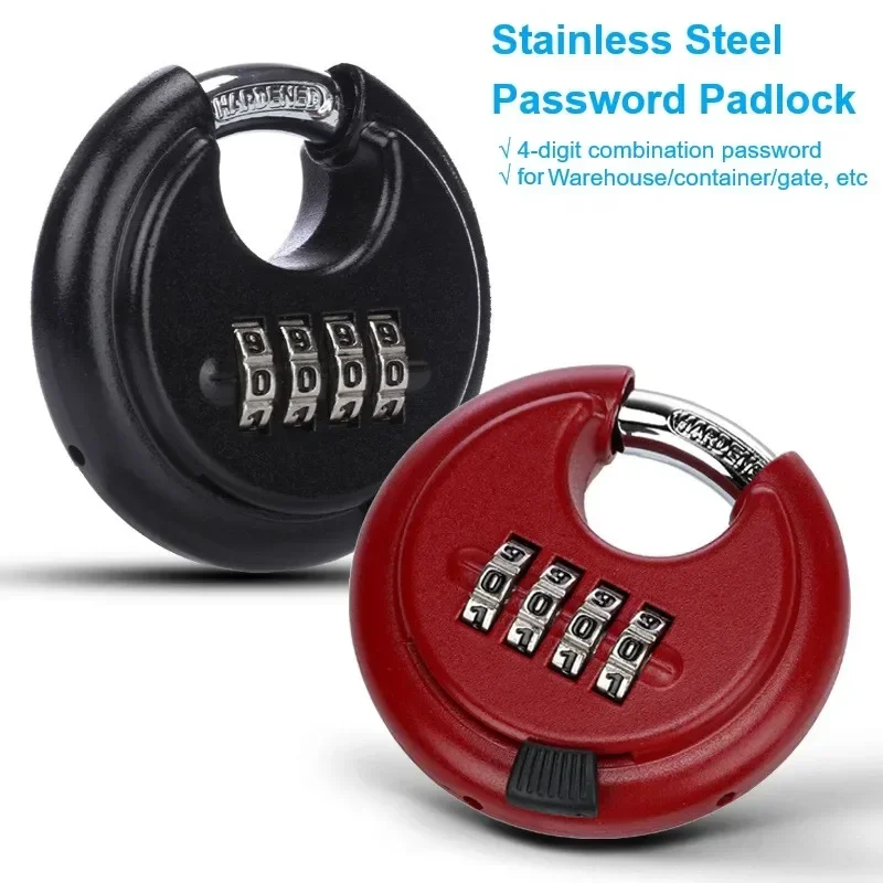 

4-Digit Combination Passworded Lock Keyless Zinc Alloy Disc Padlock Outdoor Waterproof Rustproof Discus Lock Anti-theft Security