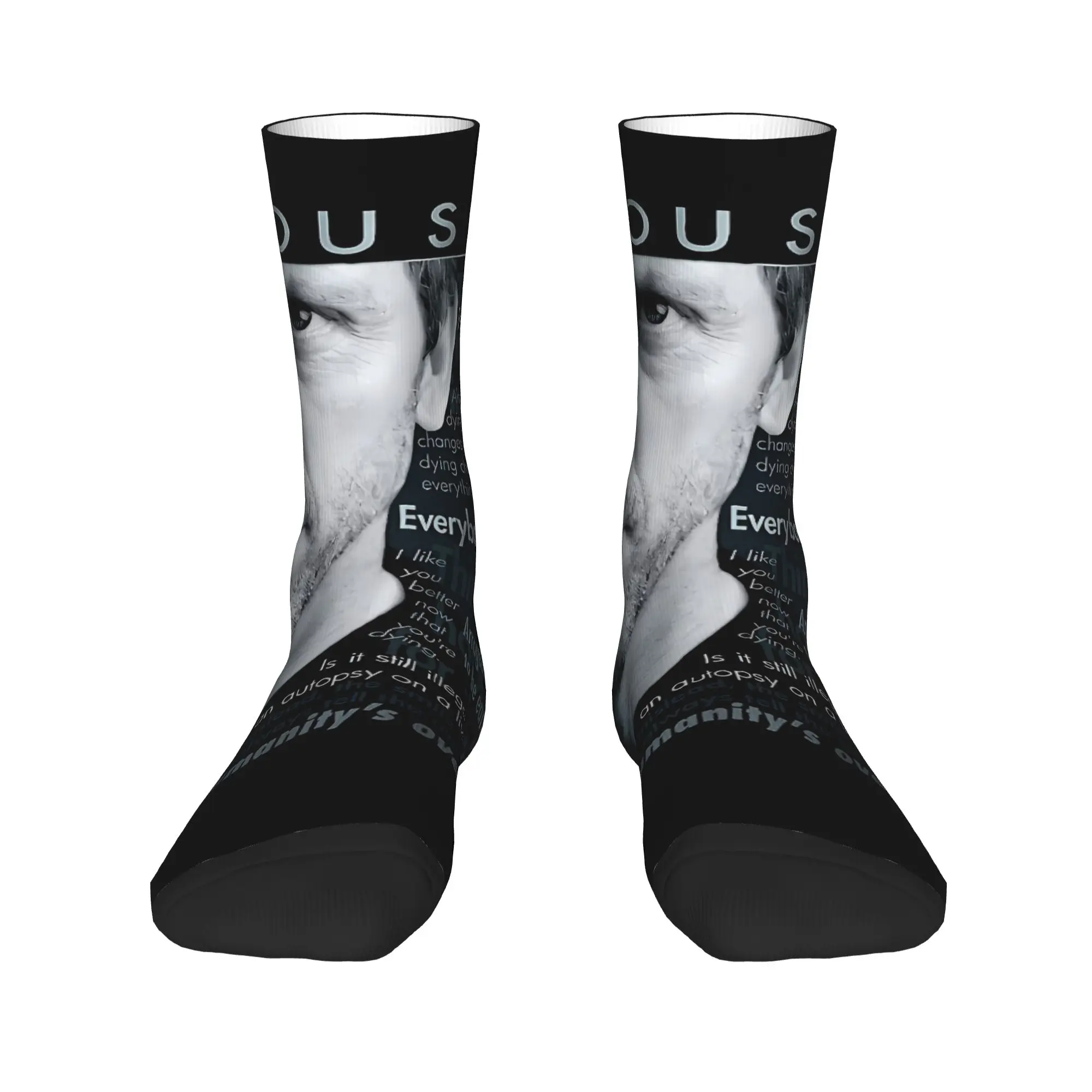 Dr Gregory House Stockings  Funny Socks Men's Medium Soft Socks Autumn Outdoor Sports Design Non Skid