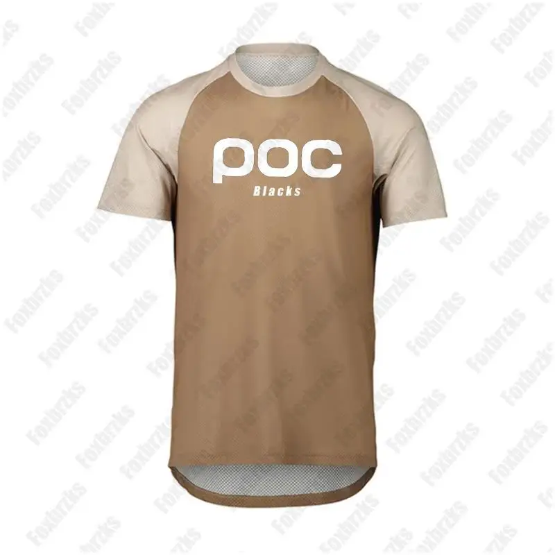 Blacks poc Team 2024 Moto Mtb T-shirt Motocross Jersey Short Sleeves Enduro Maillot Hombre DH BMX MX Cycling Downhill