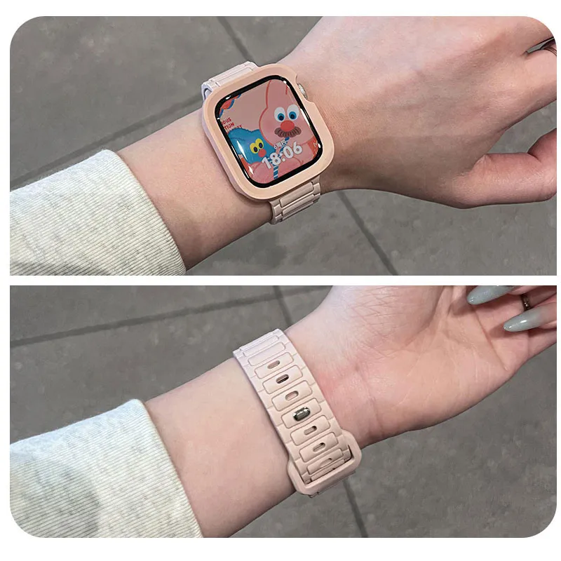 Silicone Case+Strap bracelet correa cover For Apple Watch Ultra 49mm 46mm 44mm 40mm 45mm 41mm for iWatch series 10 8 9 7 6 SE 5 image 3