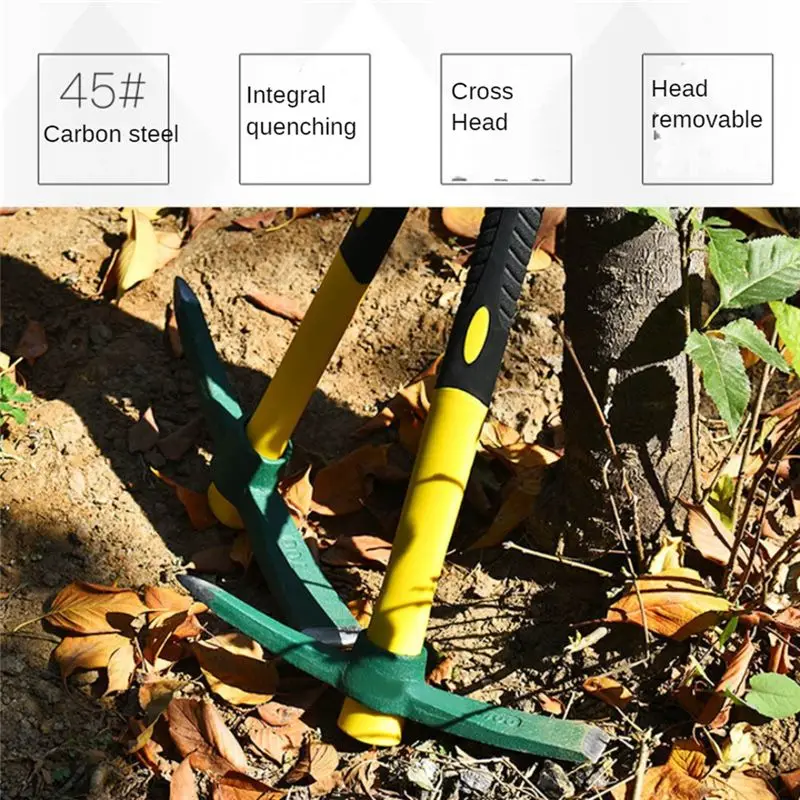A98E-Durable Garden Hand Pick Mattock Hoe - Perfect For Digging And Weeding Activities, Ideal For Campers