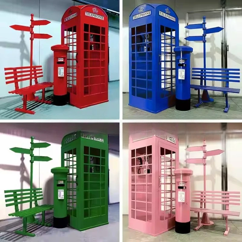 كشك هاتف لندن الأبيض مع كشك هاتف الزفاف الصوتي لتزيين حفلات الزفاف