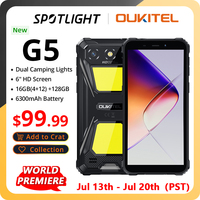 【World premier】Oukitel G5 Rugged Smartphone Dual Camping Lights 16GB(4+12) +128GB 6300mAh 5MP 13MP 6\