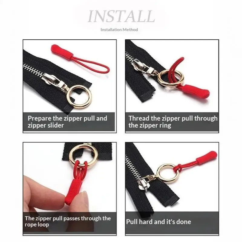 50 Stück Reißverschluss-Ziehgriffe, passend für Seilanhänger, Ersatzclip, Reparatur für kaputte Schnallen, Reißverschluss-Schnur, Reisetasche, Koffer, Zelt – Detail 8