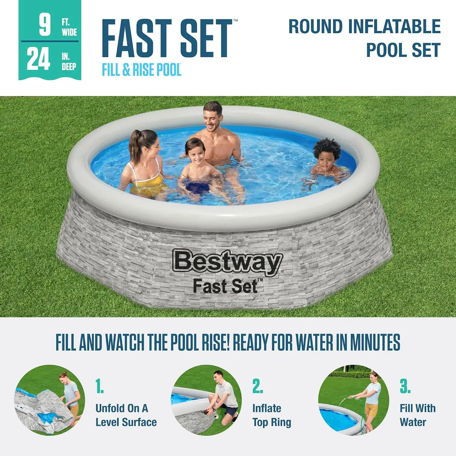 Above Ground Swimming Pool Set, 8' x 24