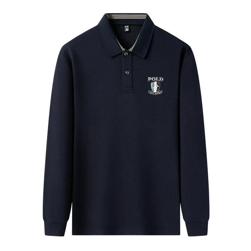 Comfortable cotton long sleeved men\'s luxurious polo shirt autumn fashion brand exquisite badge embroidery golf casual T-shirt